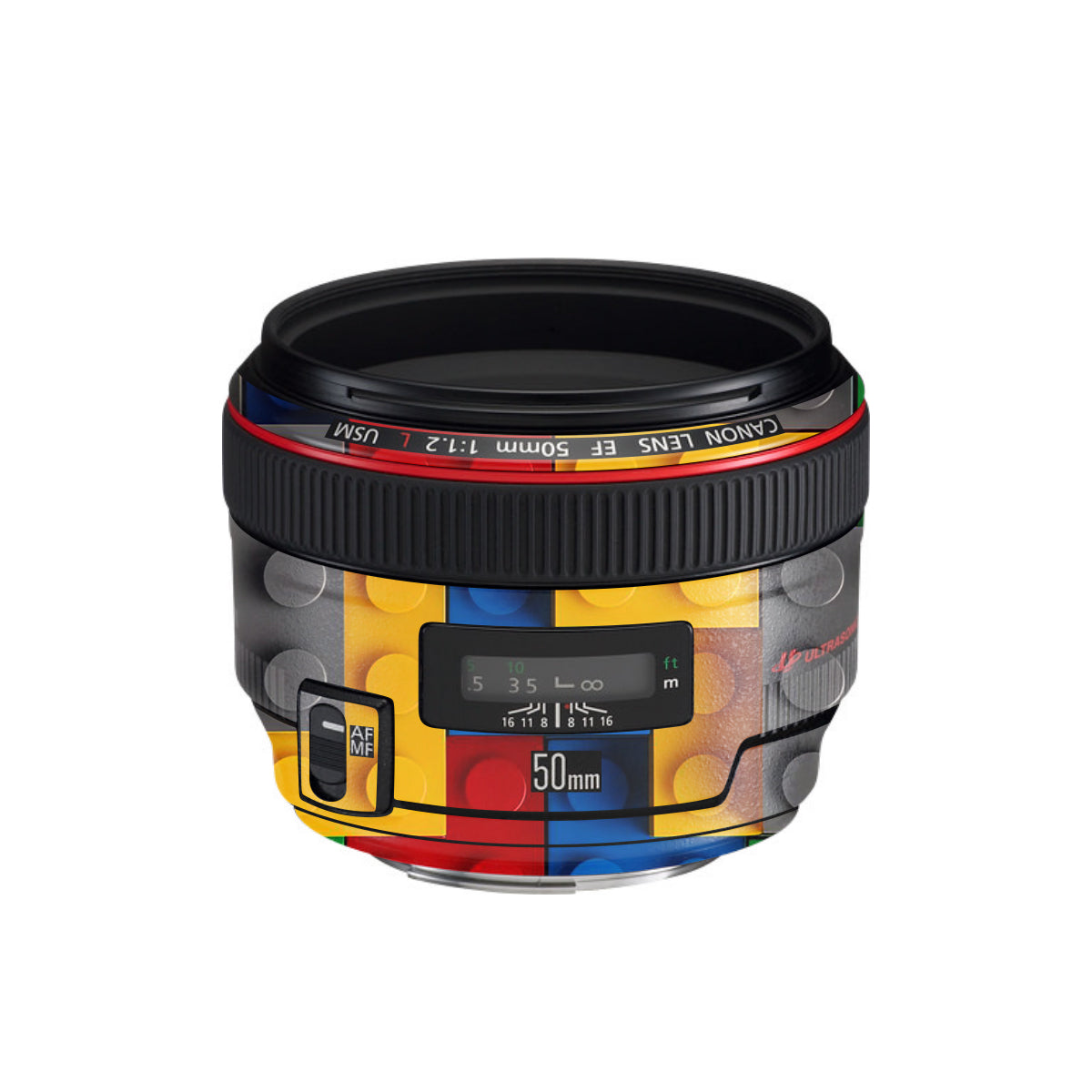 Colorful LEGO Brick Wall Pattern Canon EF 50mm F/1.2 L USM Camera Lens Skin