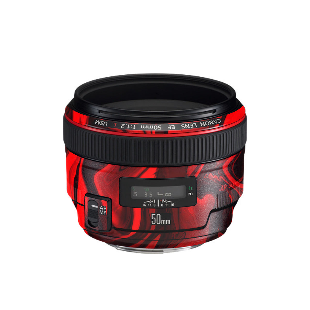 Red Lava Flow Canon EF 50mm F/1.2 L USM Camera Lens Skin