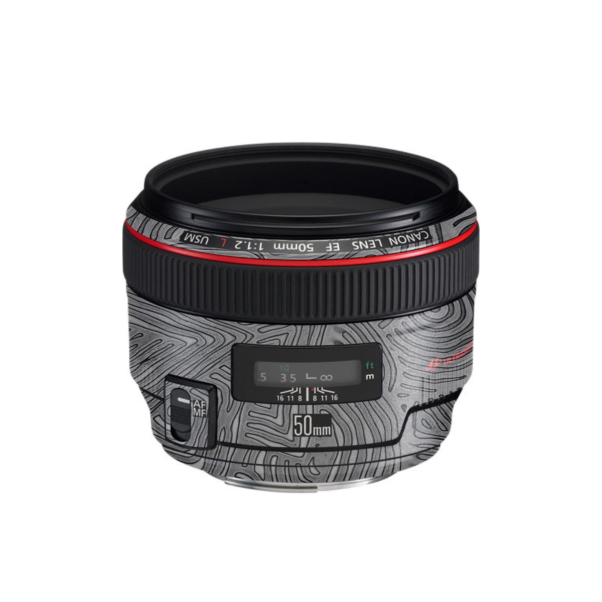 Monochrome Line Maze Canon EF 50mm F/1.2 L USM Camera Lens Skin