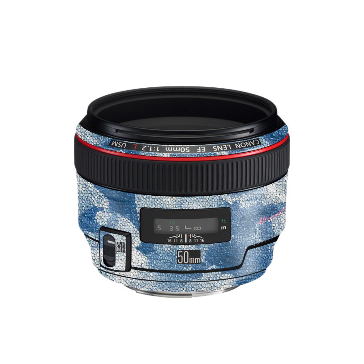 Blue Watercolor Fabric Canon EF 50mm F/1.2 L USM Camera Lens Skin