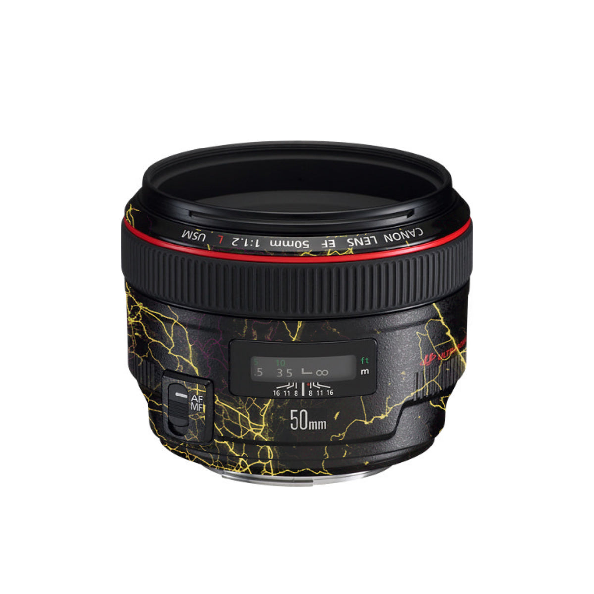 Electric Gold Veins Canon EF 50mm F/1.2 L USM Camera Lens Skin