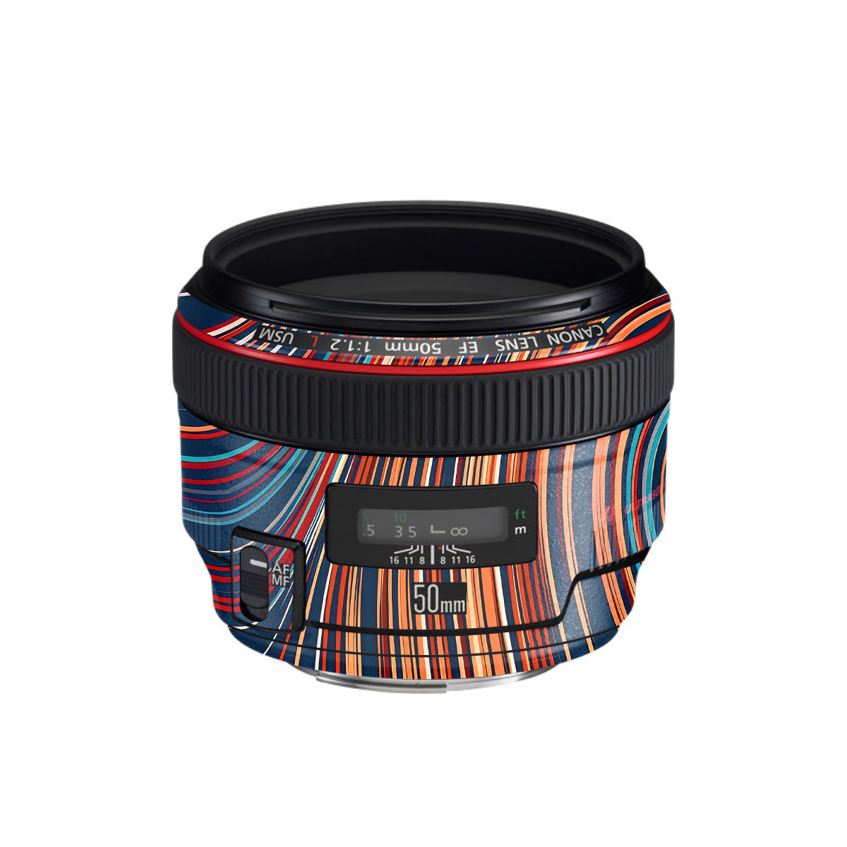 Retro Abstract Striped Swirl Canon EF 50mm F/1.2 L USM Camera Lens Skin