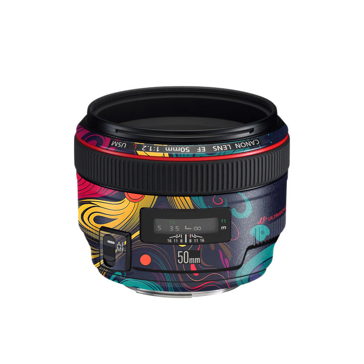 Psychedelic Color Swirl Canon EF 50mm F/1.2 L USM Camera Lens Skin