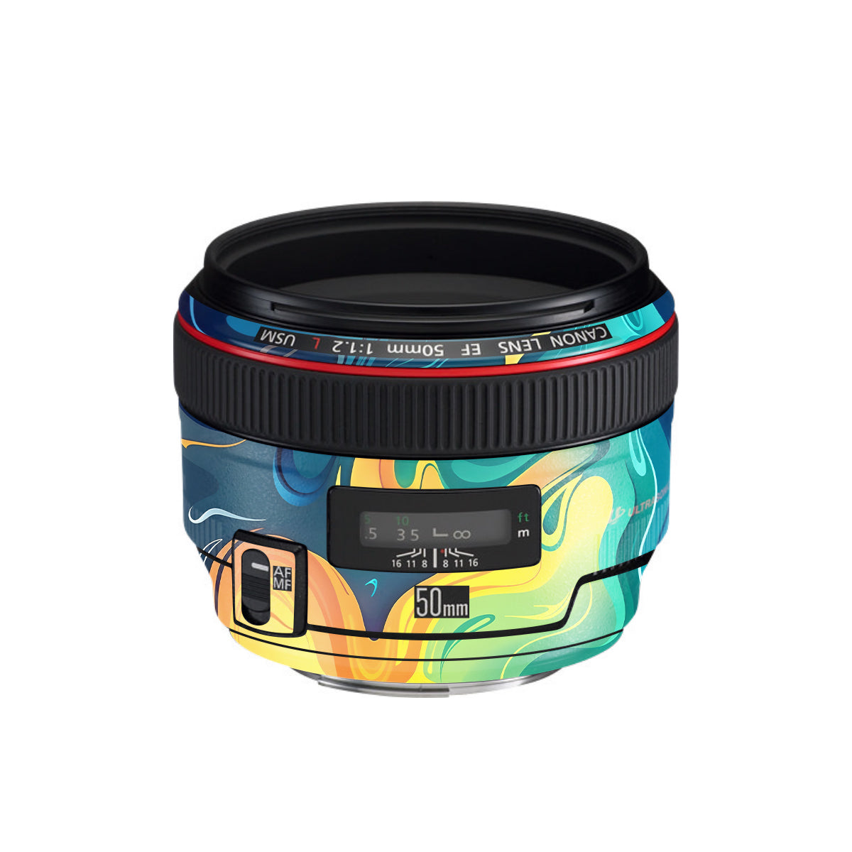 Rainbow Liquid Fusion Canon EF 50mm F/1.2 L USM Camera Lens Skin