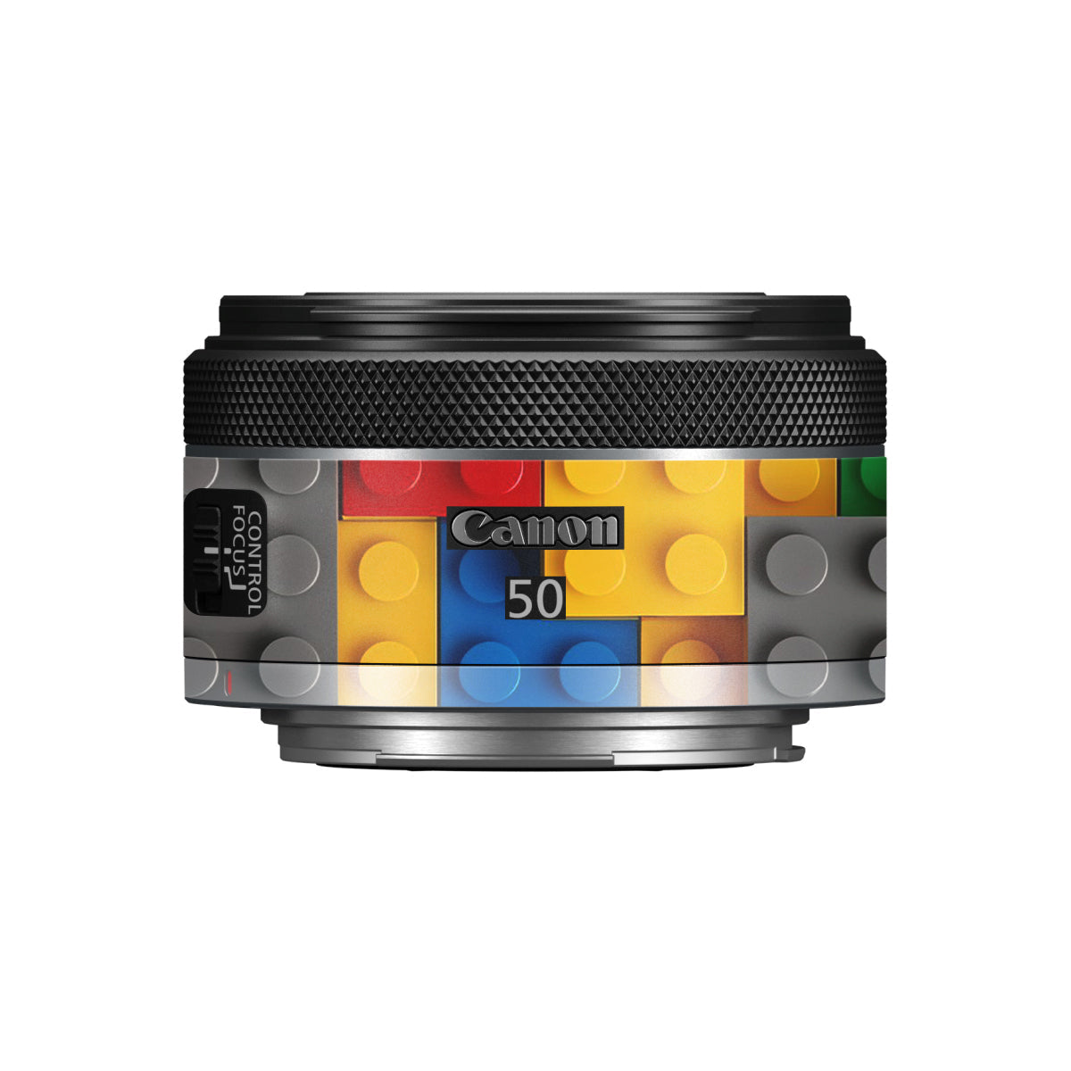Colorful LEGO Brick Wall Pattern Canon RF 50mm F/1.8 STM Camera Lens Skin