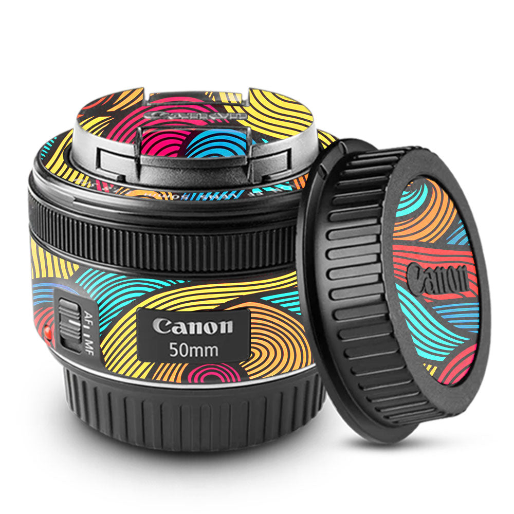 Retro Colorful Doodle Art Pattern Canon EF 50mm f/1.8 STM Camera Lens Skin
