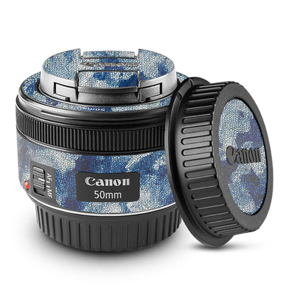 Blue Watercolor Fabric Canon EF 50mm f/1.8 STM Camera Lens Skin