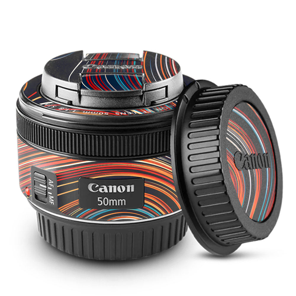 Retro Abstract Striped Swirl Canon EF 50mm f/1.8 STM Camera Lens Skin