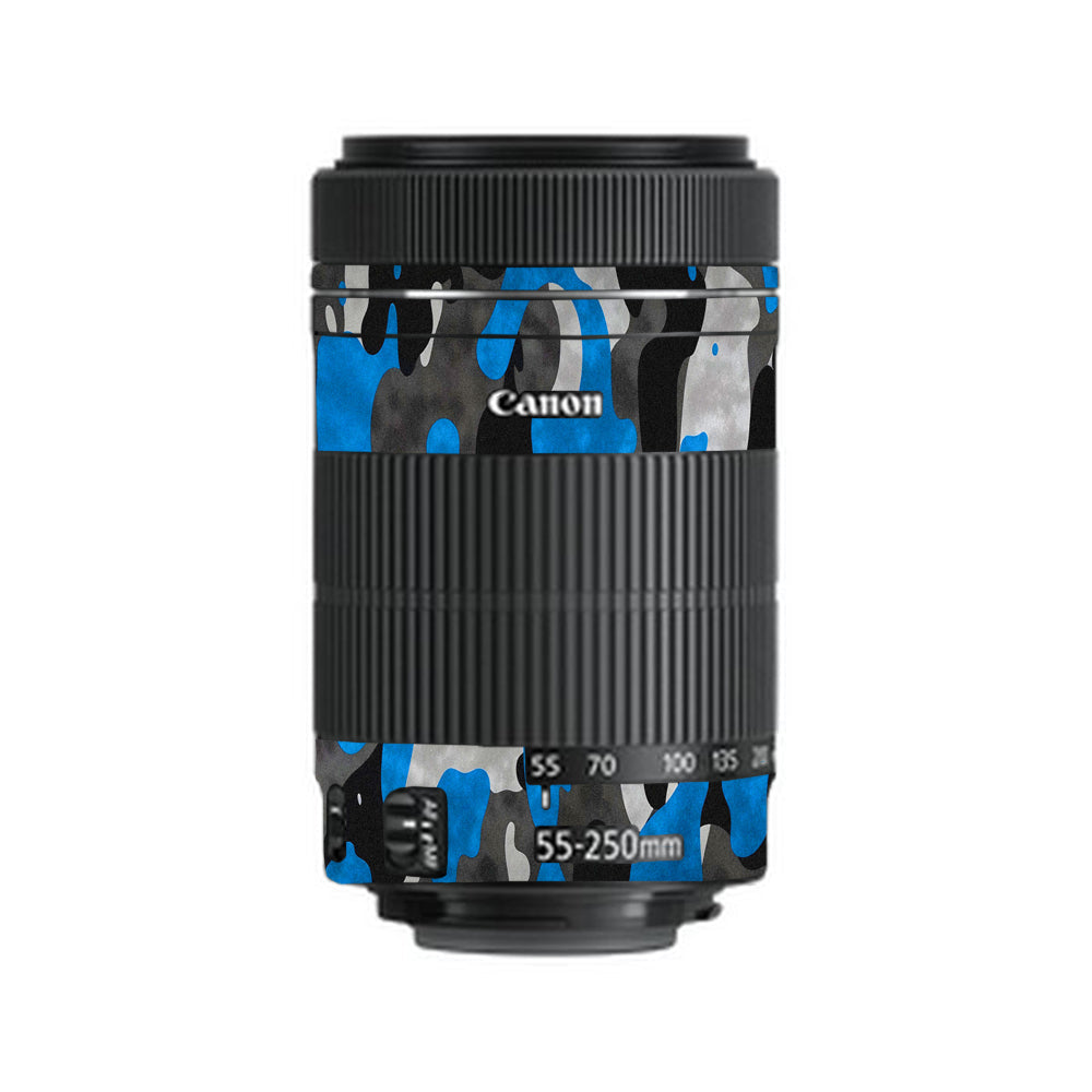 Blue Grey Camo Canon EF-S 55–250mm f/4–5.6 IS STM Camera Lens Skin
