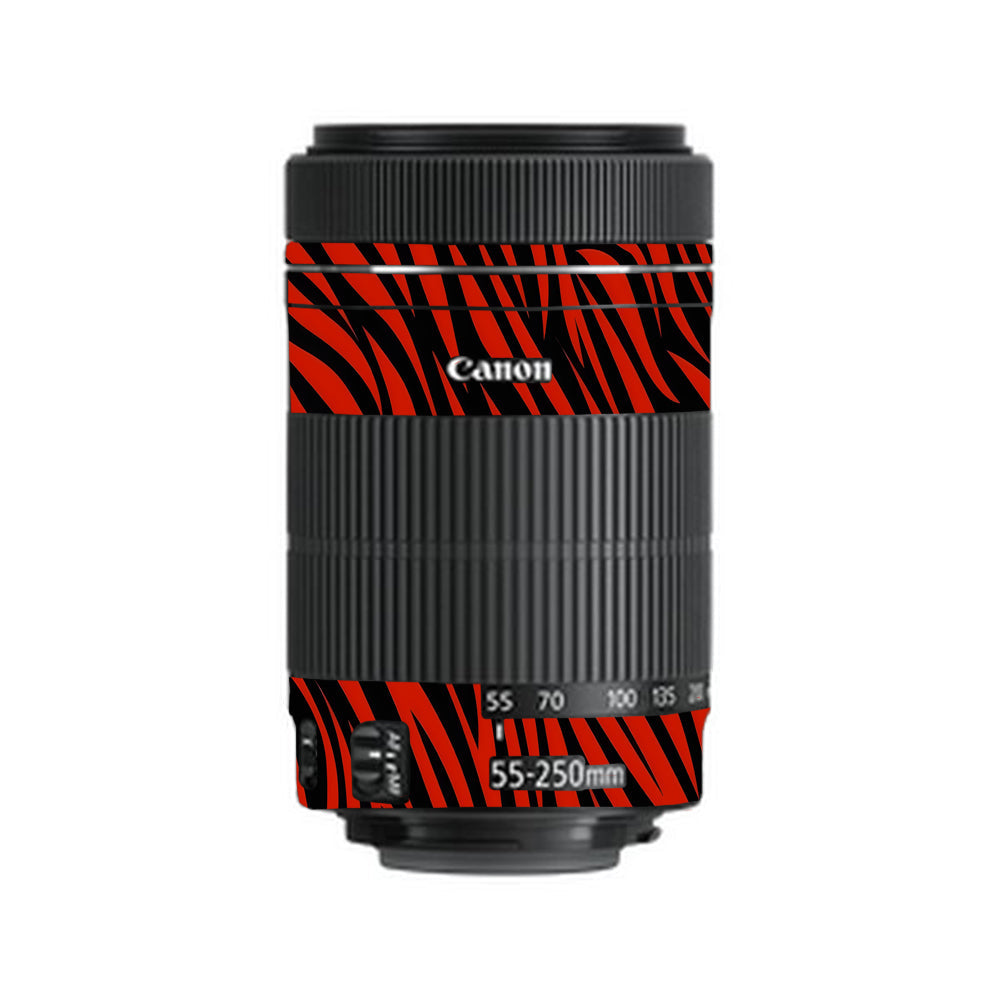 Red and Black Stripes Canon EF-S 55–250mm f/4–5.6 IS STM Camera Lens Skin