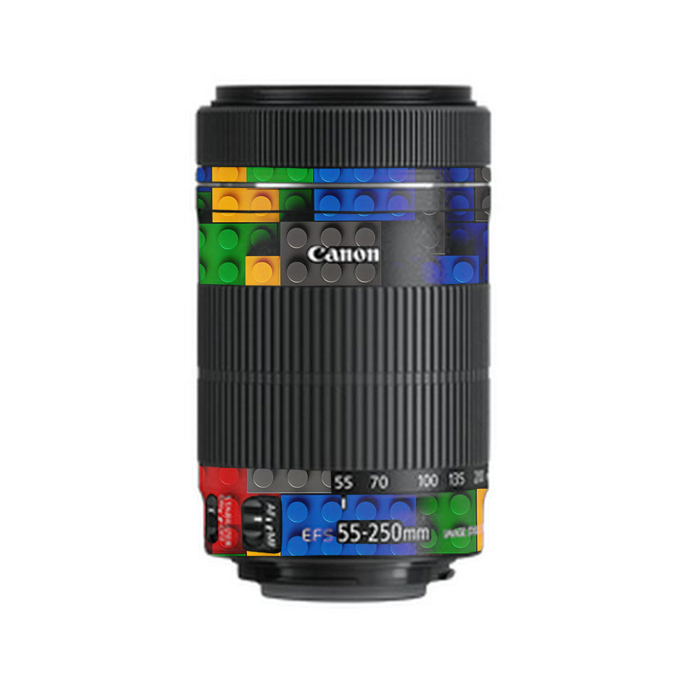 Colorful LEGO Brick Wall Pattern Canon EF-S 55–250mm f/4–5.6 IS STM Camera Lens Skin