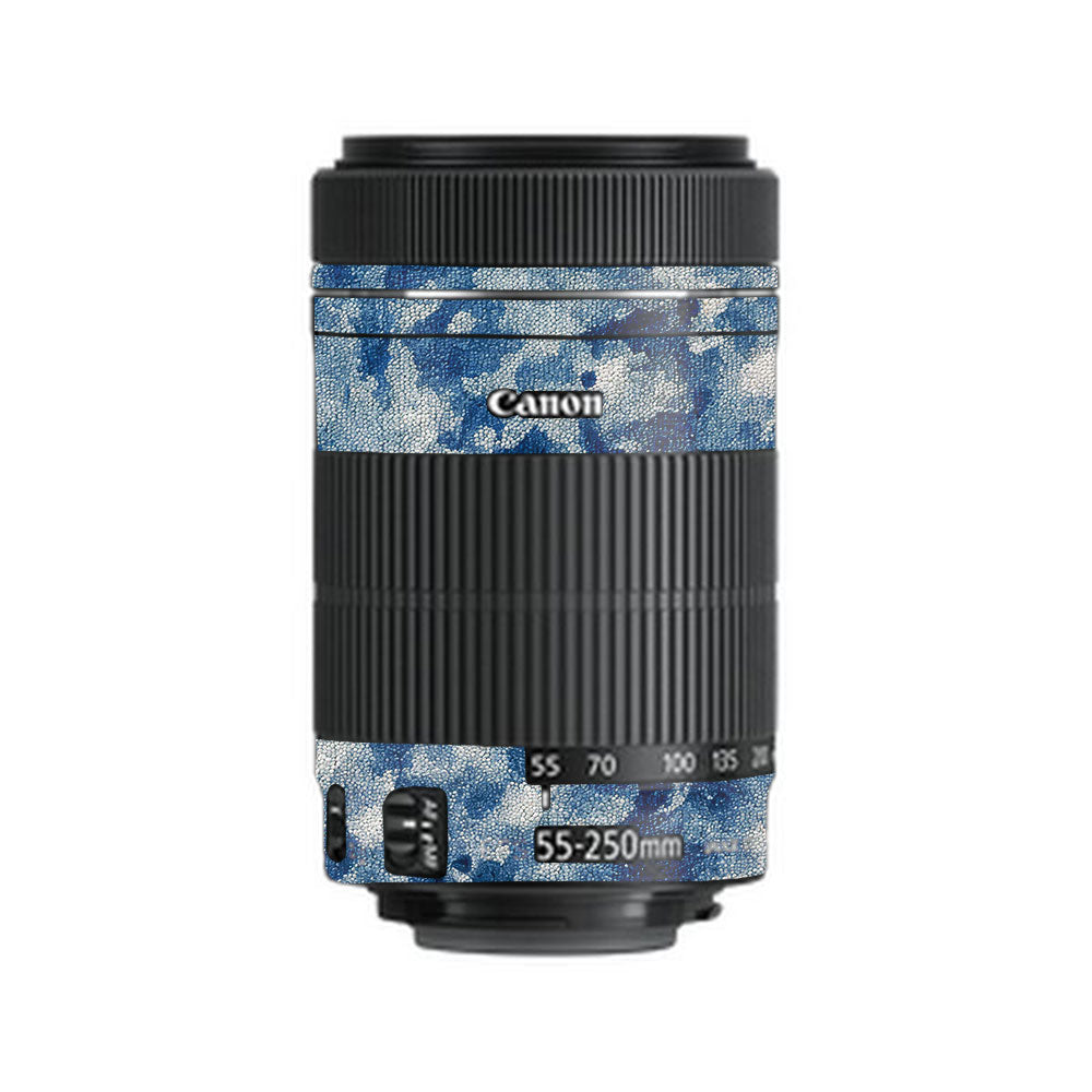 Blue Watercolor Fabric Canon EF-S 55–250mm f/4–5.6 IS STM Camera Lens Skin