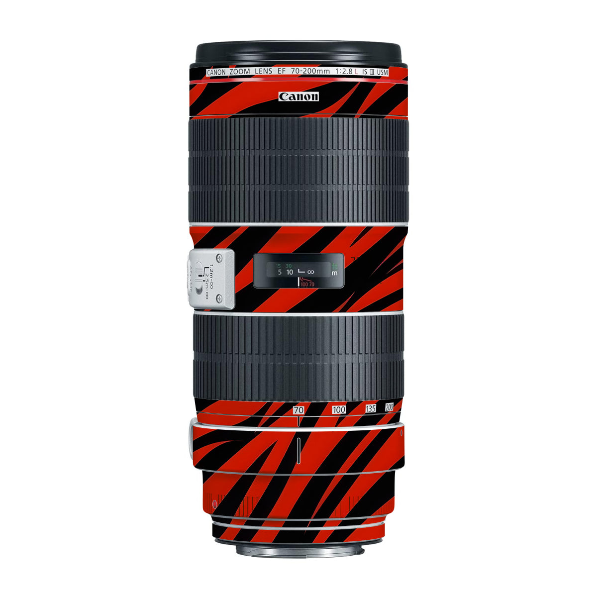 Red and Black Stripes Canon EF 70-200mm F/2.8L IS III USM Camera Lens Skin