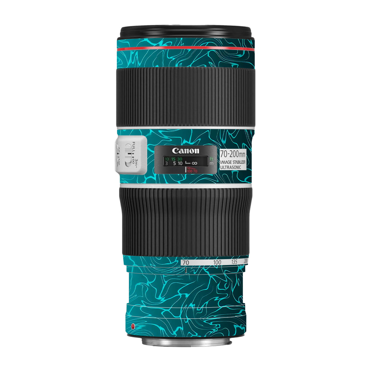 Cyan Blue to Black Gradient Canon EF 70-200 F/4L IS II USM Camera Lens Skin