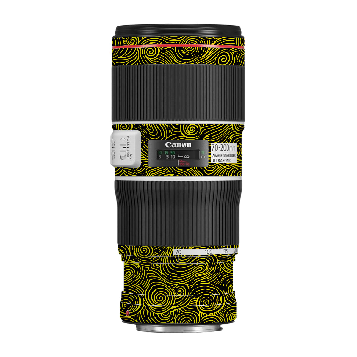 Yellow Spirals Canon EF 70-200 F/4L IS II USM Camera Lens Skin