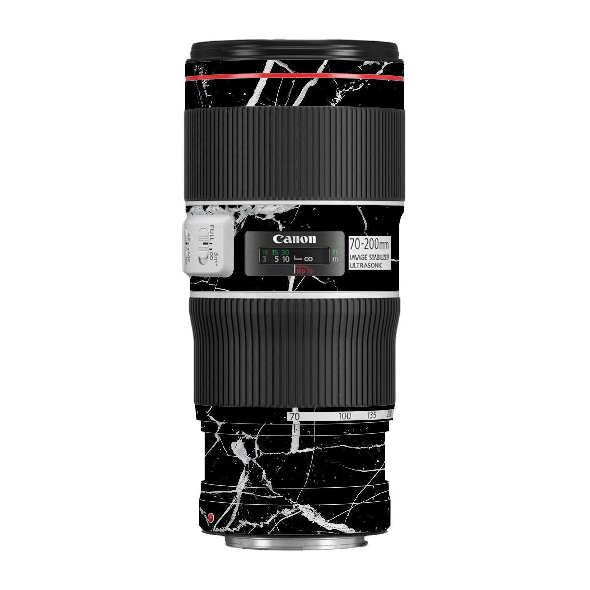 White Veins on Black Canon EF 70-200 F/4L IS II USM Camera Lens Skin