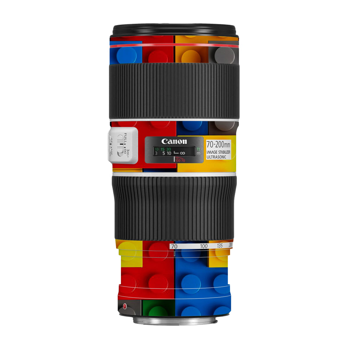 Colorful LEGO Brick Wall Pattern Canon EF 70-200 F/4L IS II USM Camera Lens Skin