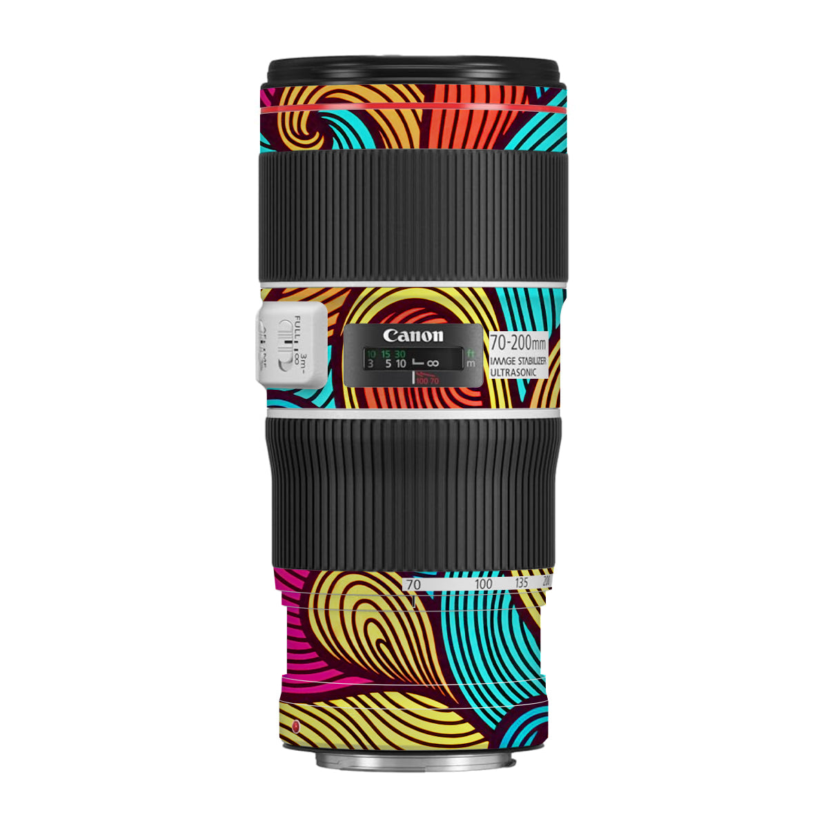 Retro Colorful Doodle Art Pattern Canon EF 70-200 F/4L IS II USM Camera Lens Skin