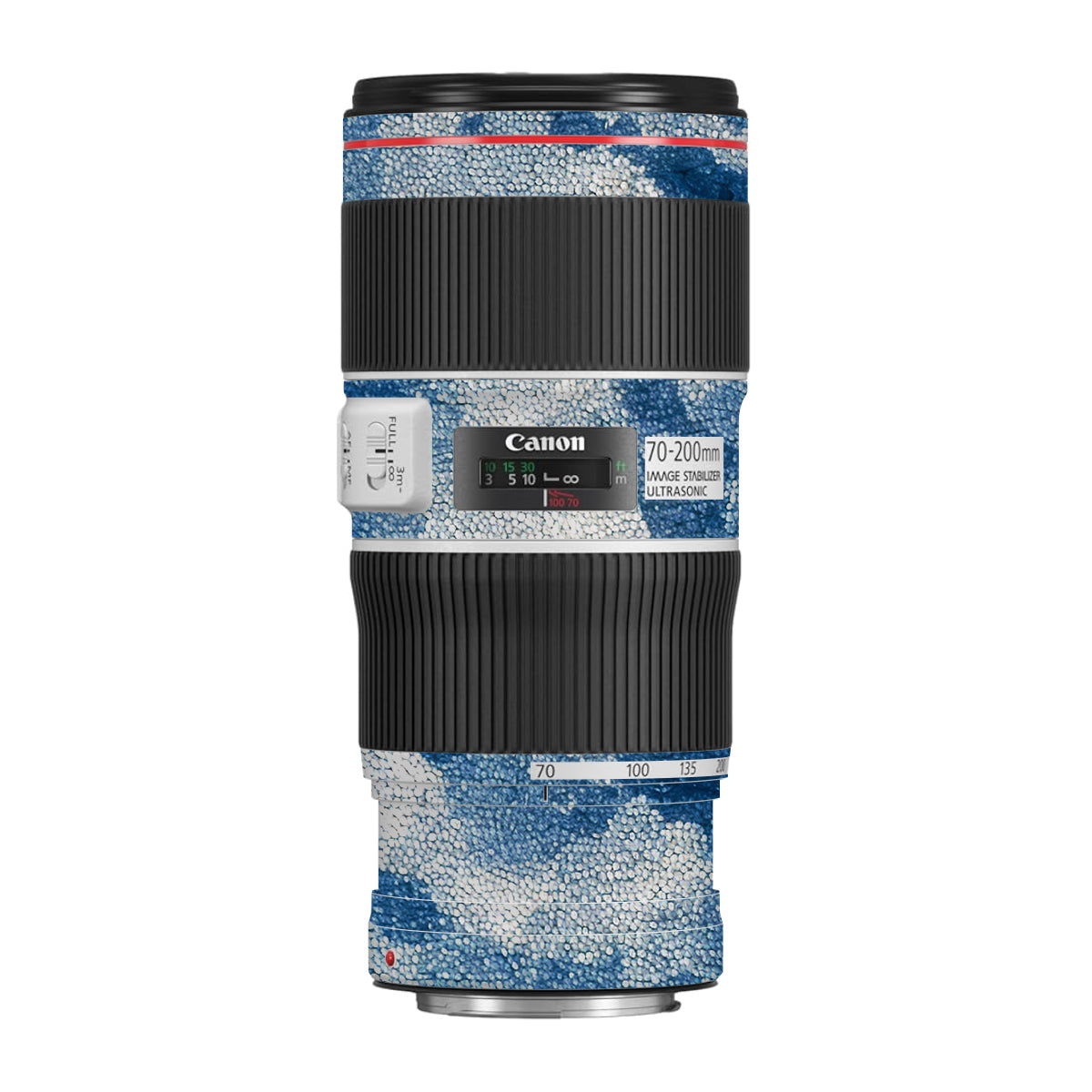Blue Watercolor Fabric Canon EF 70-200 F/4L IS II USM Camera Lens Skin
