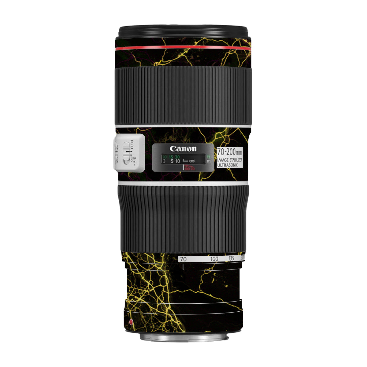 Electric Gold Veins Canon EF 70-200 F/4L IS II USM Camera Lens Skin
