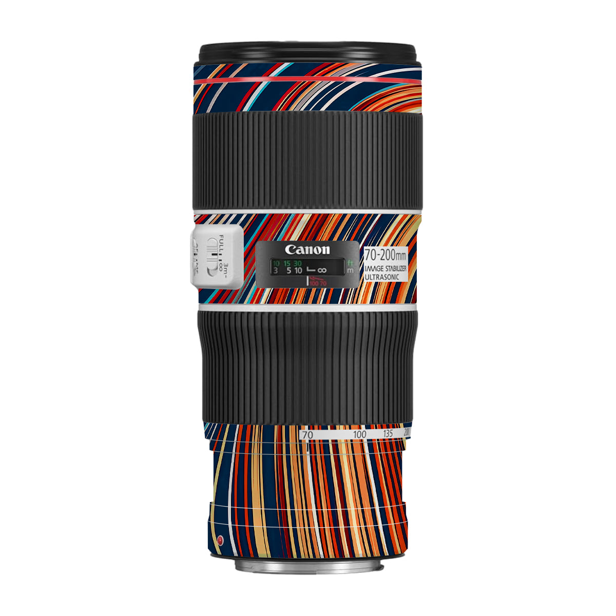 Retro Abstract Striped Swirl Canon EF 70-200 F/4L IS II USM Camera Lens Skin
