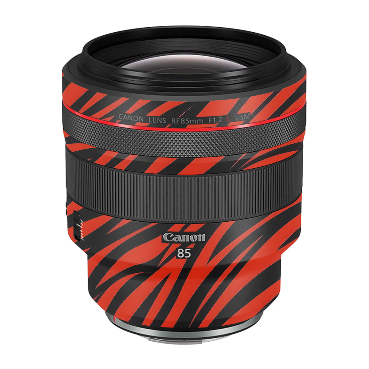 Red and Black Stripes Canon RF 85mm F/1.2L USM Camera Lens Skin