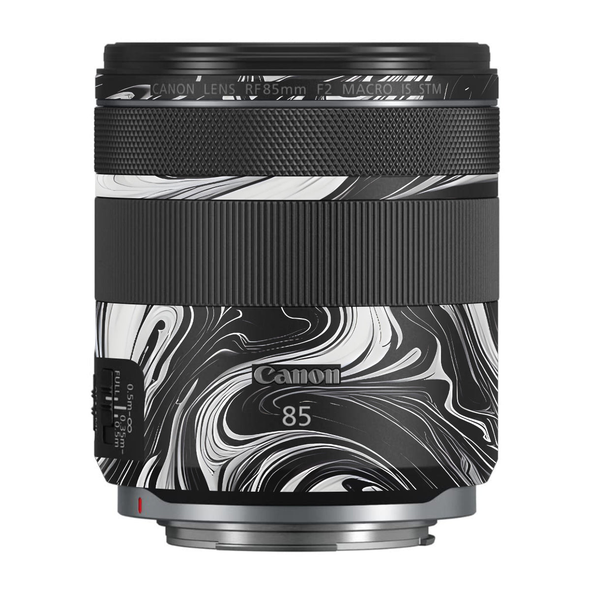 Black and White Marble Canon RF 85mm F/2 Macro IS STM Camera Lens Skin