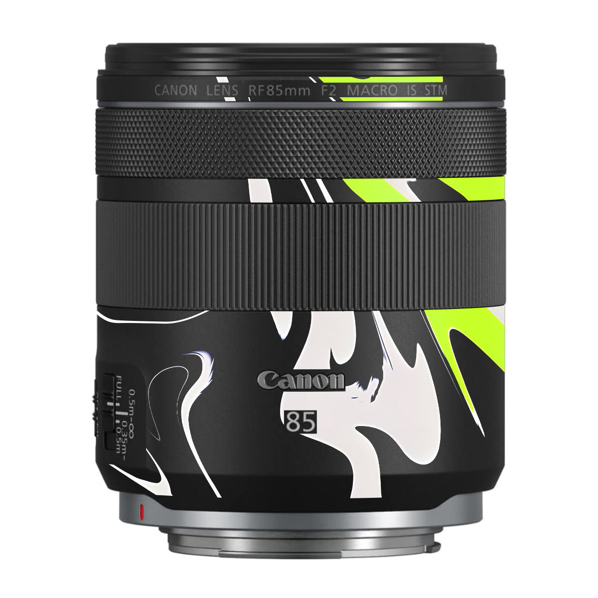 Neon Green and Black Pattern Canon RF 85mm F/2 Macro IS STM Camera Lens Skin