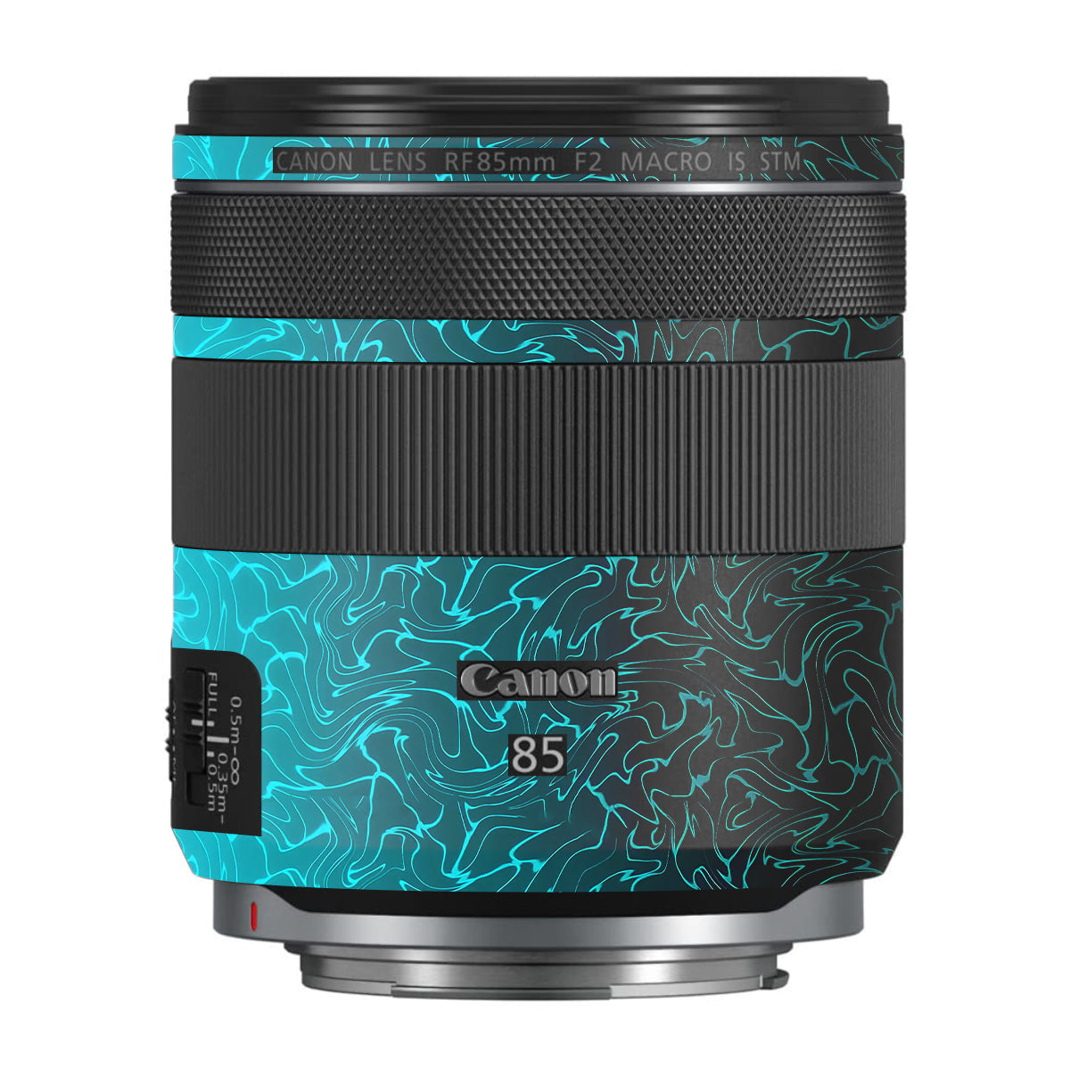 Cyan Blue to Black Gradient Canon RF 85mm F/2 Macro IS STM Camera Lens Skin