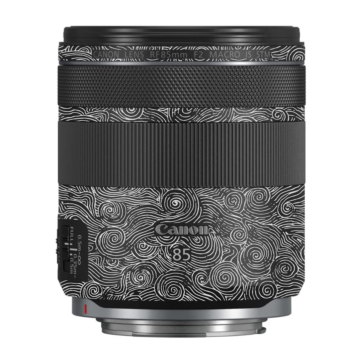 White Spirals Canon RF 85mm F/2 Macro IS STM Camera Lens Skin