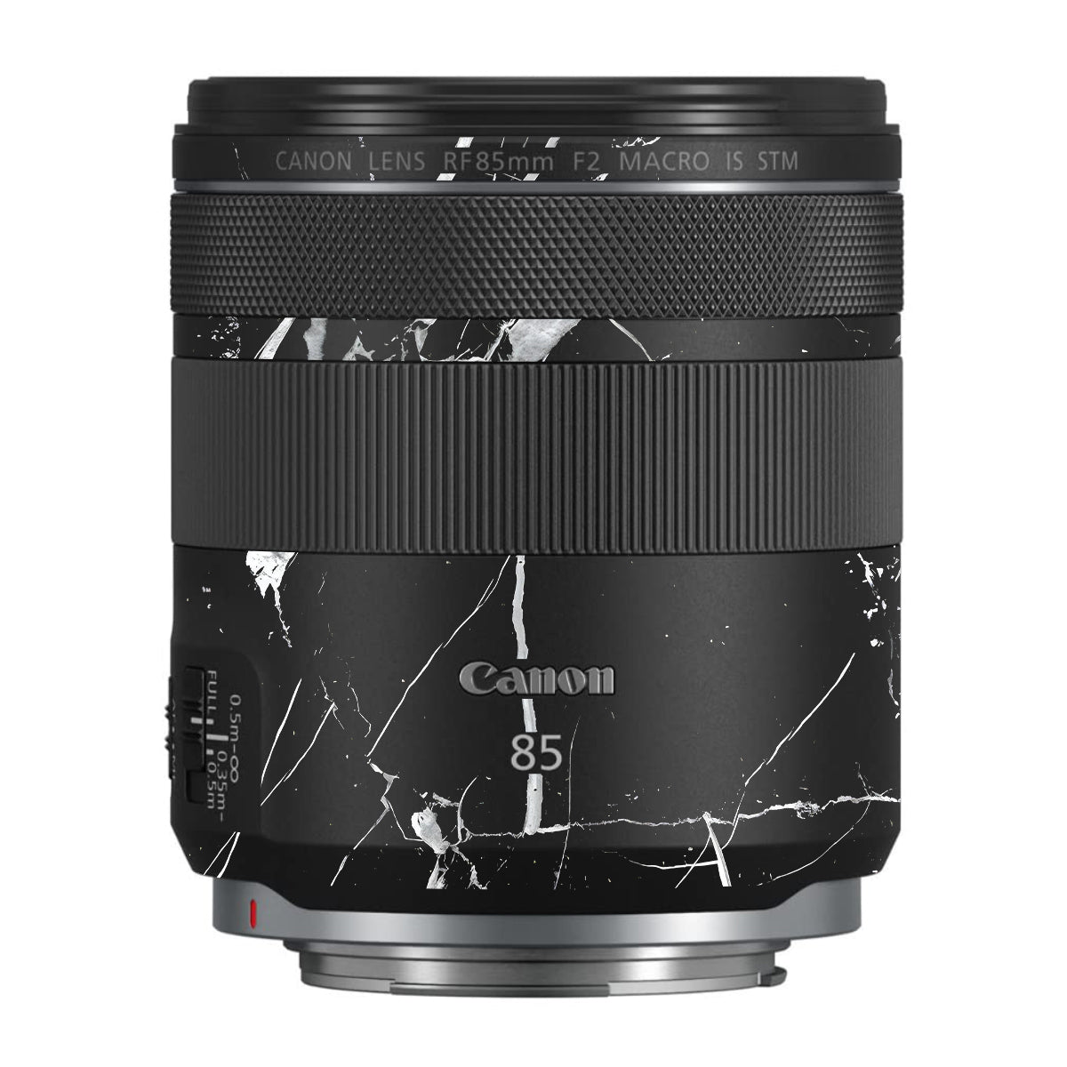 White Veins on Black Canon RF 85mm F/2 Macro IS STM Camera Lens Skin