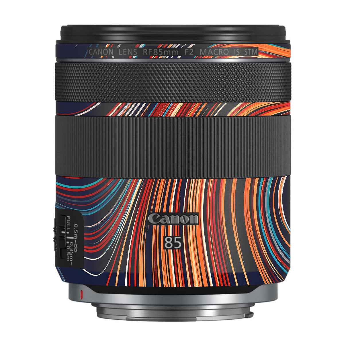 Retro Abstract Striped Swirl Canon RF 85mm F/2 Macro IS STM Camera Lens Skin