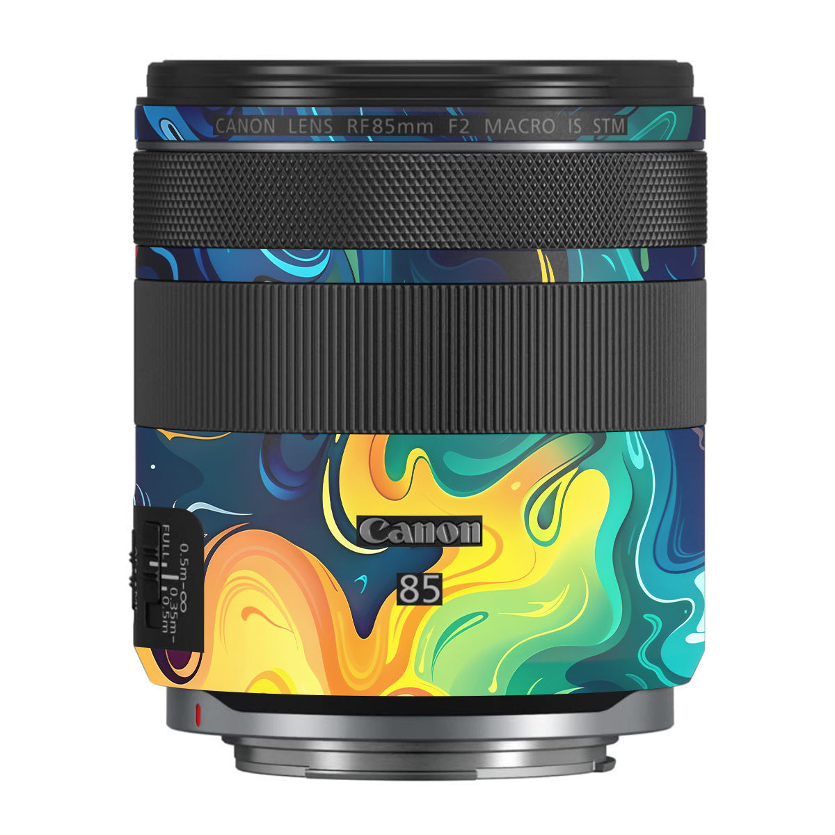 Rainbow Liquid Fusion Canon RF 85mm F/2 Macro IS STM Camera Lens Skin