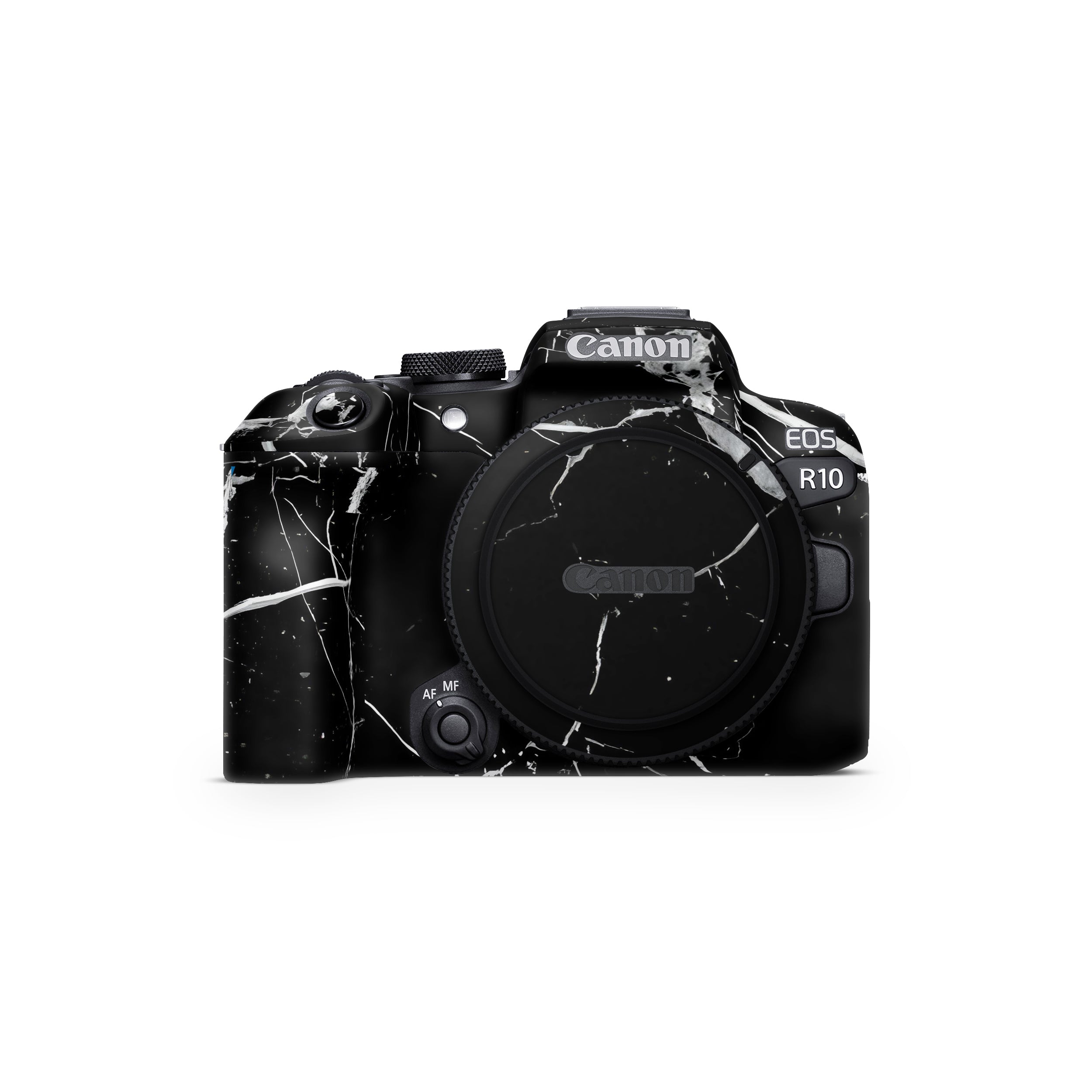 White Veins on Black Canon EOS R10 Camera Skin