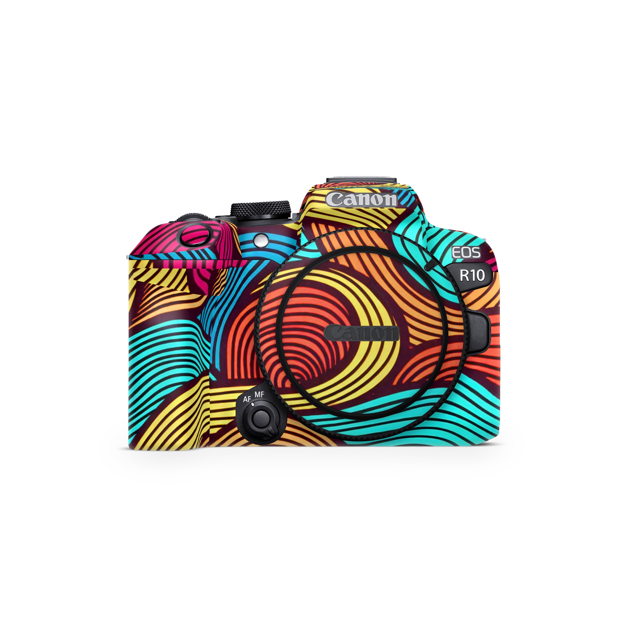 Retro Colorful Doodle Art Pattern Canon EOS R10 Camera Skin
