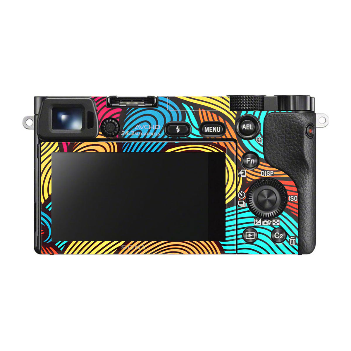 Retro Colorful Doodle Art Pattern Sony A6300 Camera Skins
