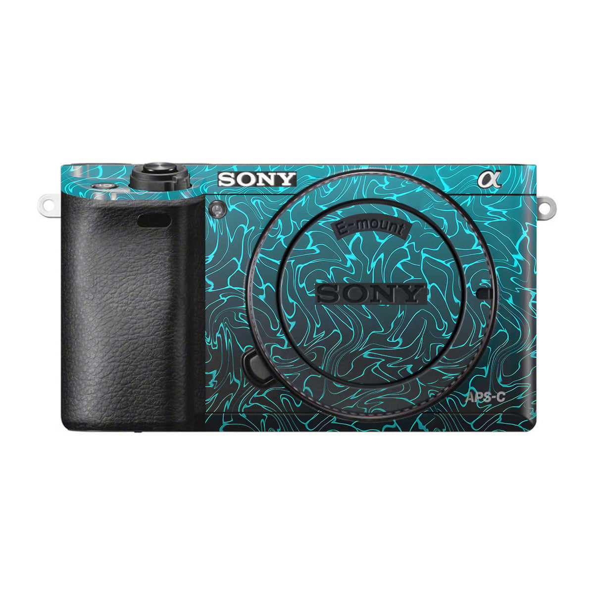 Cyan Blue to Black Gradient Sony A6500 Camera Skins
