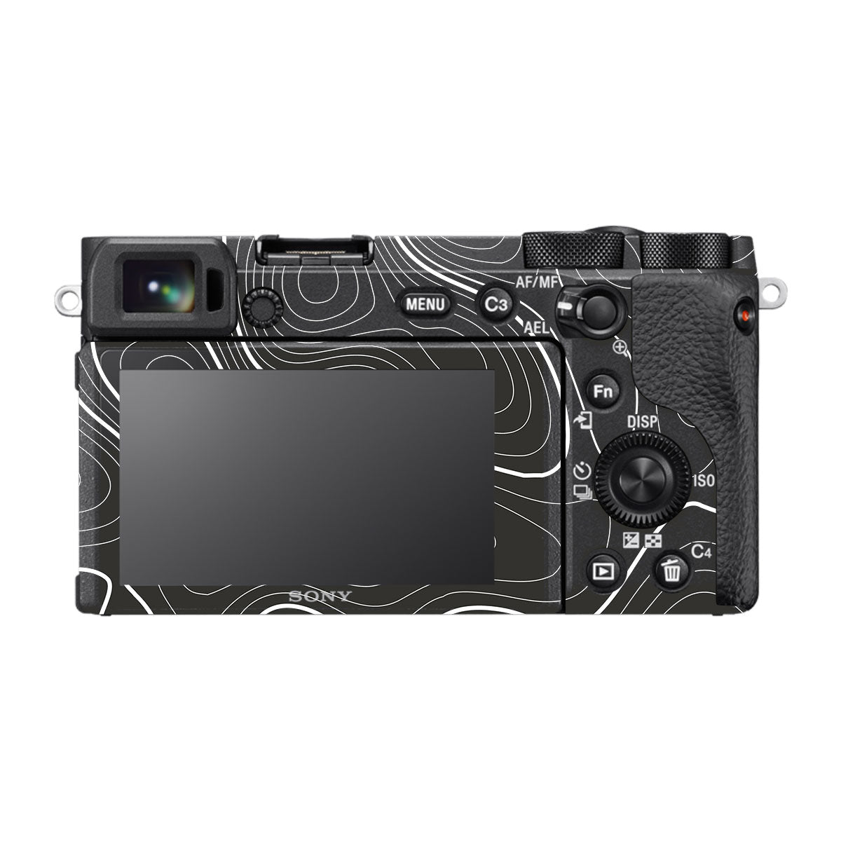 Grayscale Topographic Lines Sony A6600 Camera Skins