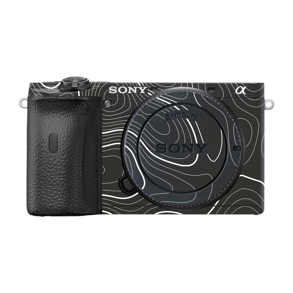 Grayscale Topographic Lines Sony A6600 Camera Skins