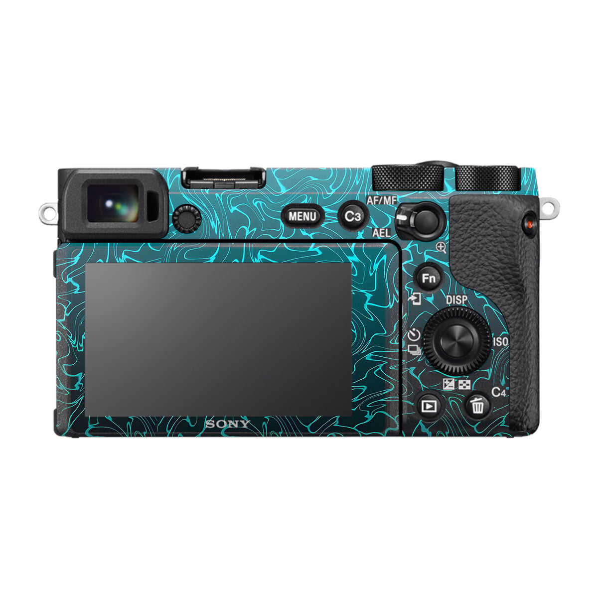 Cyan Blue to Black Gradient Sony A6600 Camera Skins