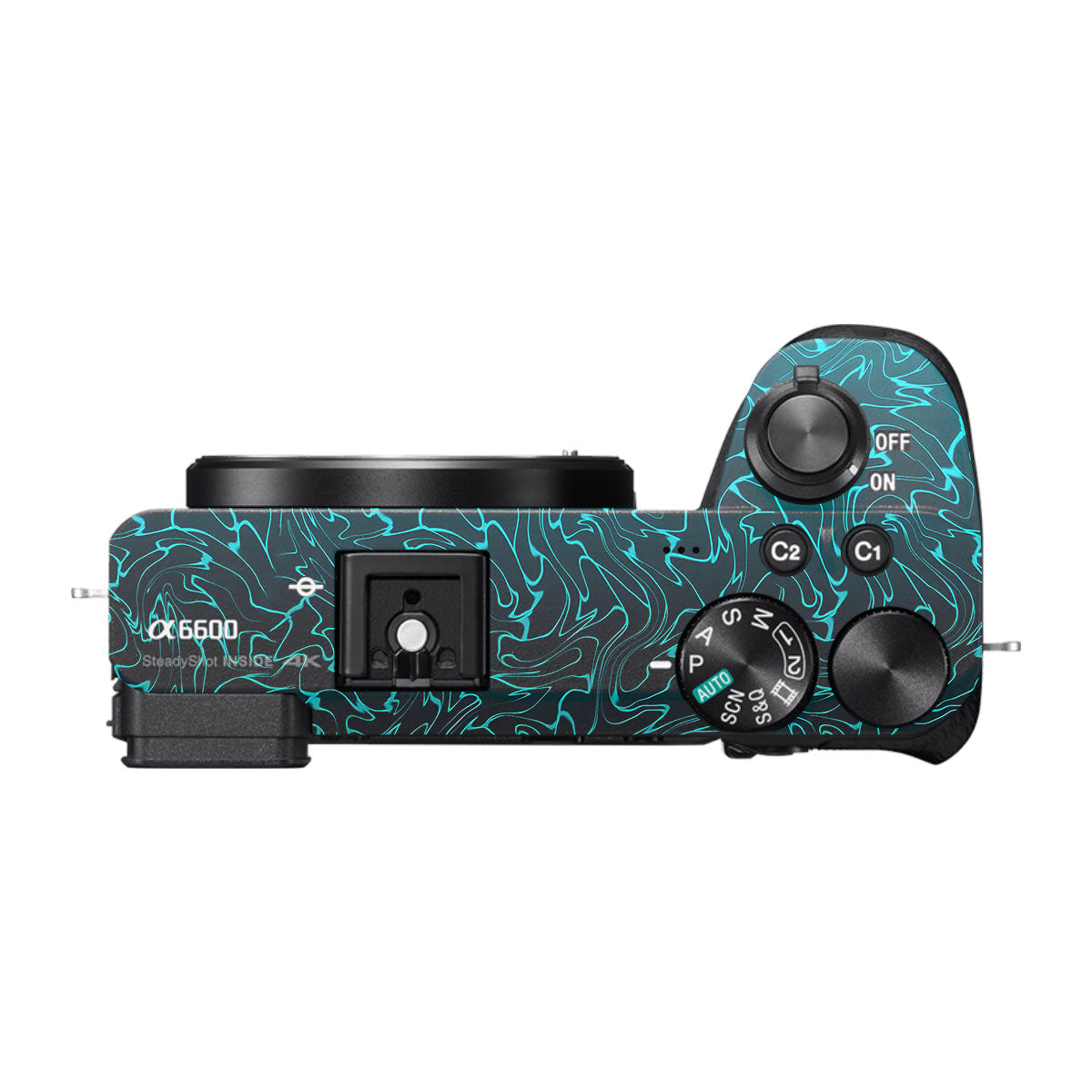 Cyan Blue to Black Gradient Sony A6600 Camera Skins