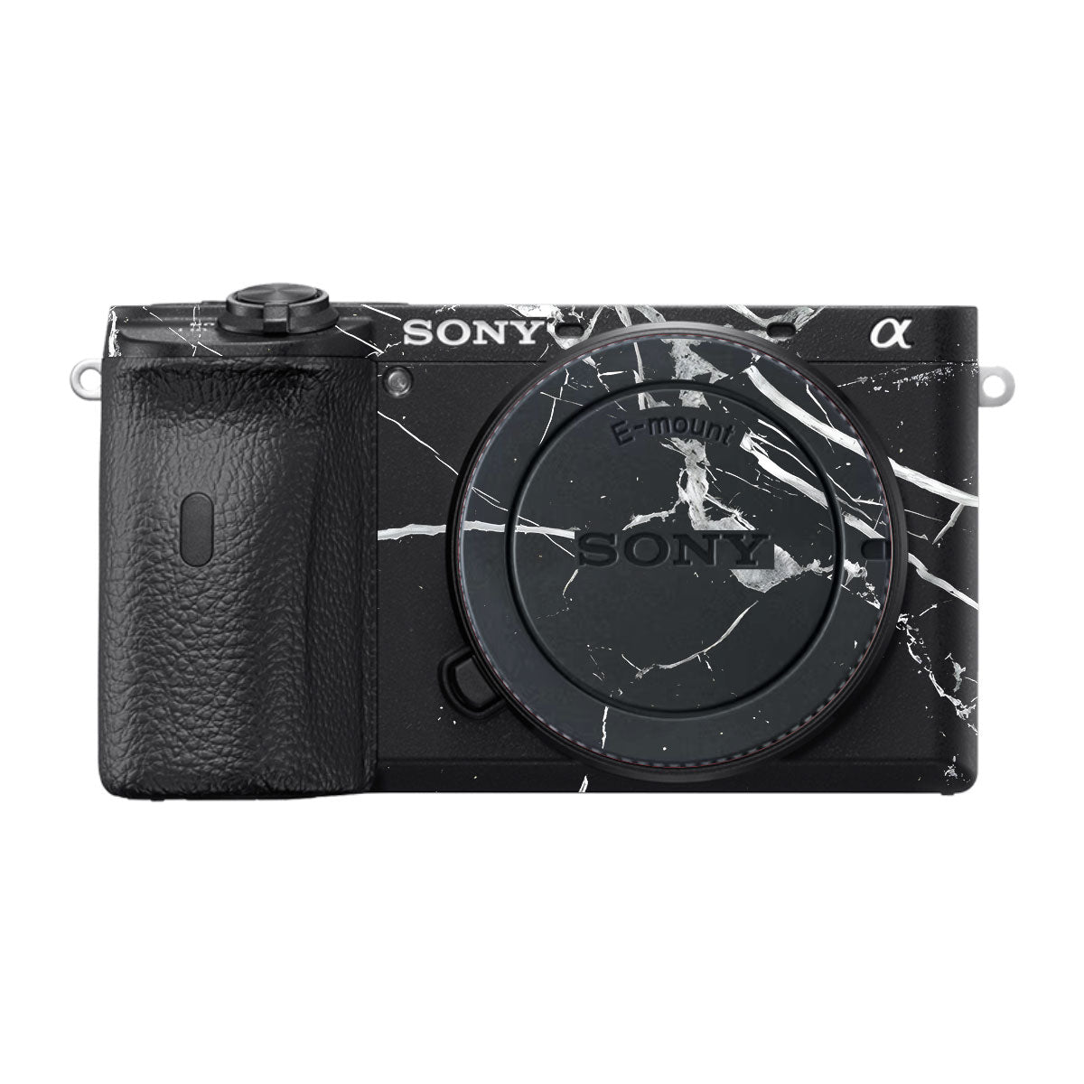 White Veins on Black Sony A6600 Camera Skins