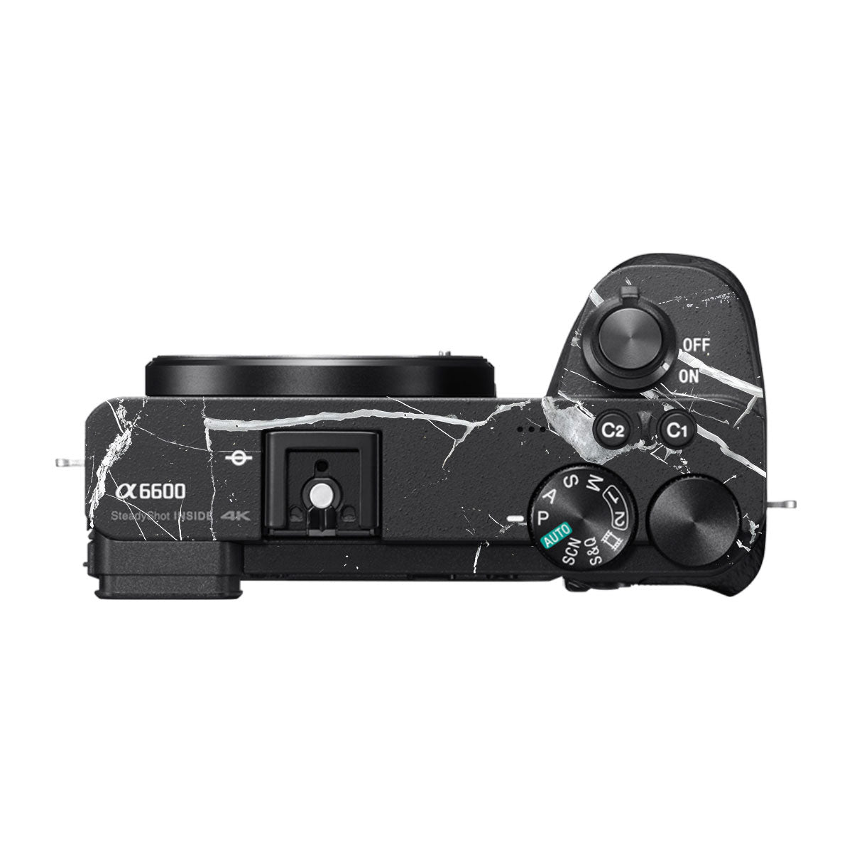 White Veins on Black Sony A6600 Camera Skins