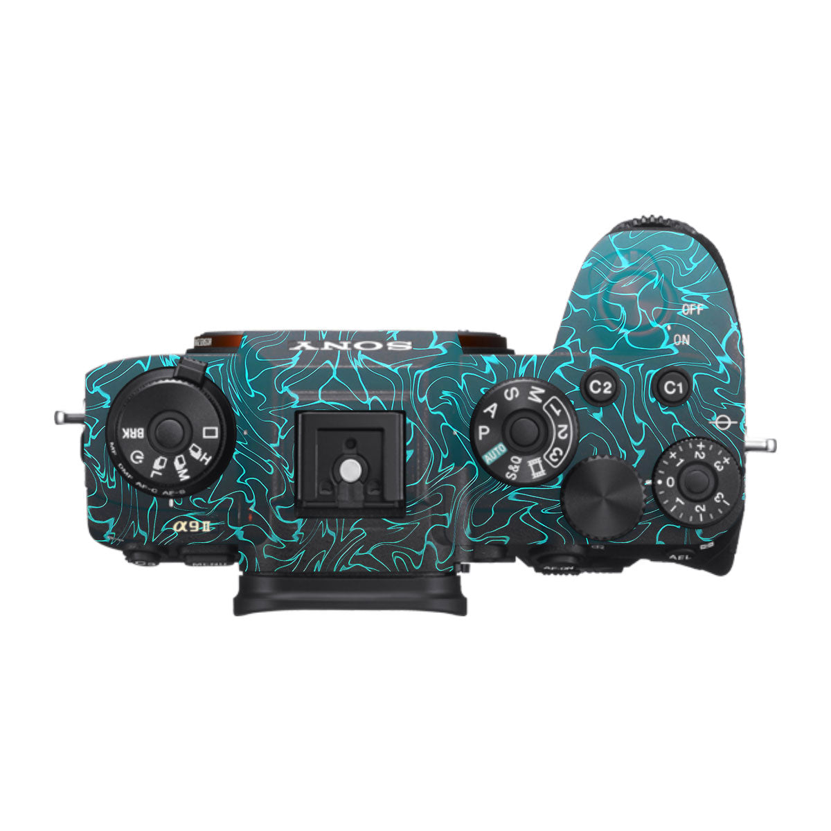Cyan Blue to Black Gradient Sony A9 Camera Skins