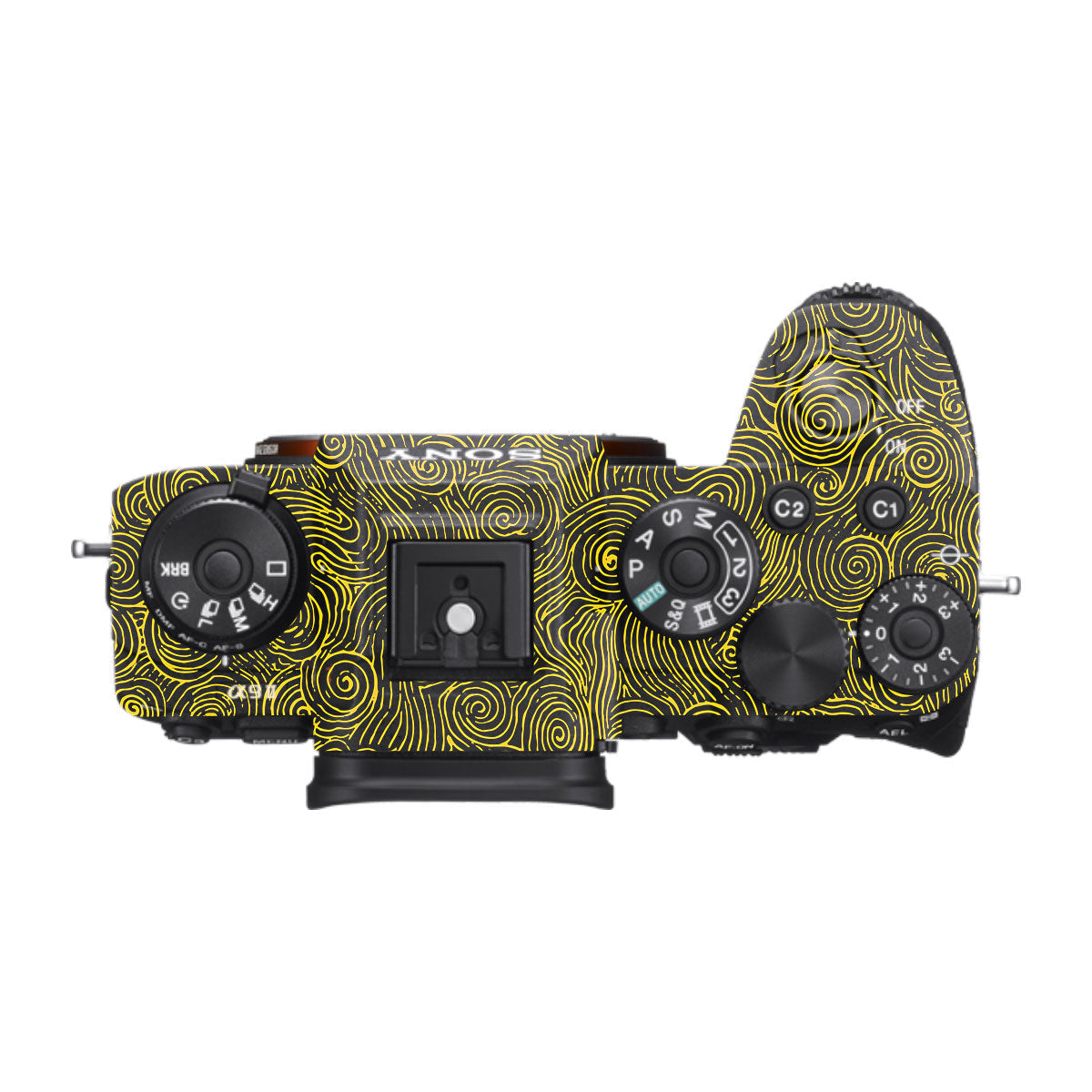 Yellow Spirals Sony A9 Camera Skins