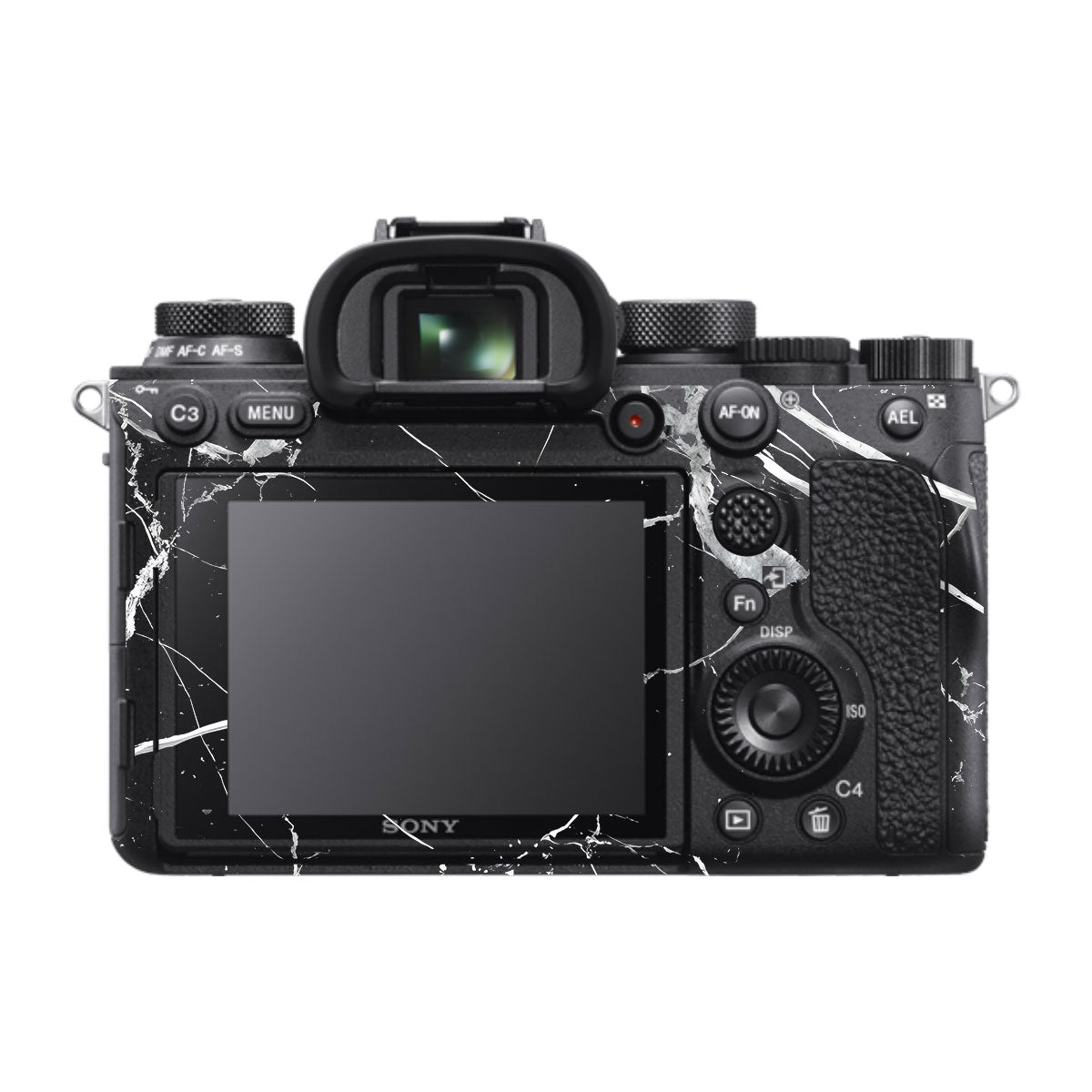White Veins on Black Sony A9 Camera Skins