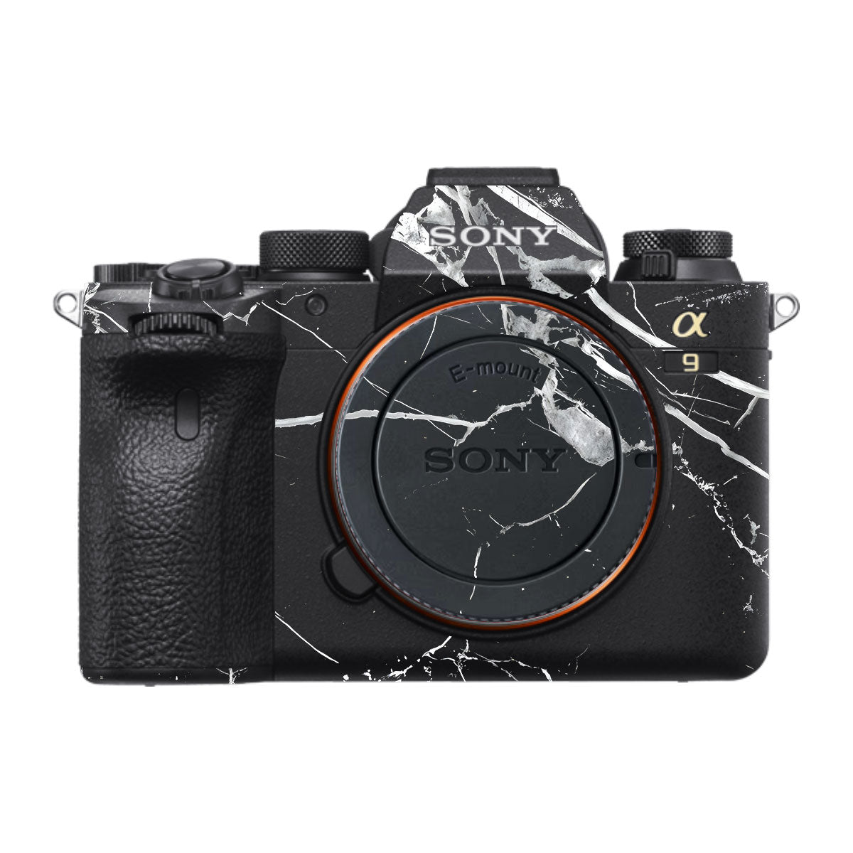 White Veins on Black Sony A9 Camera Skins
