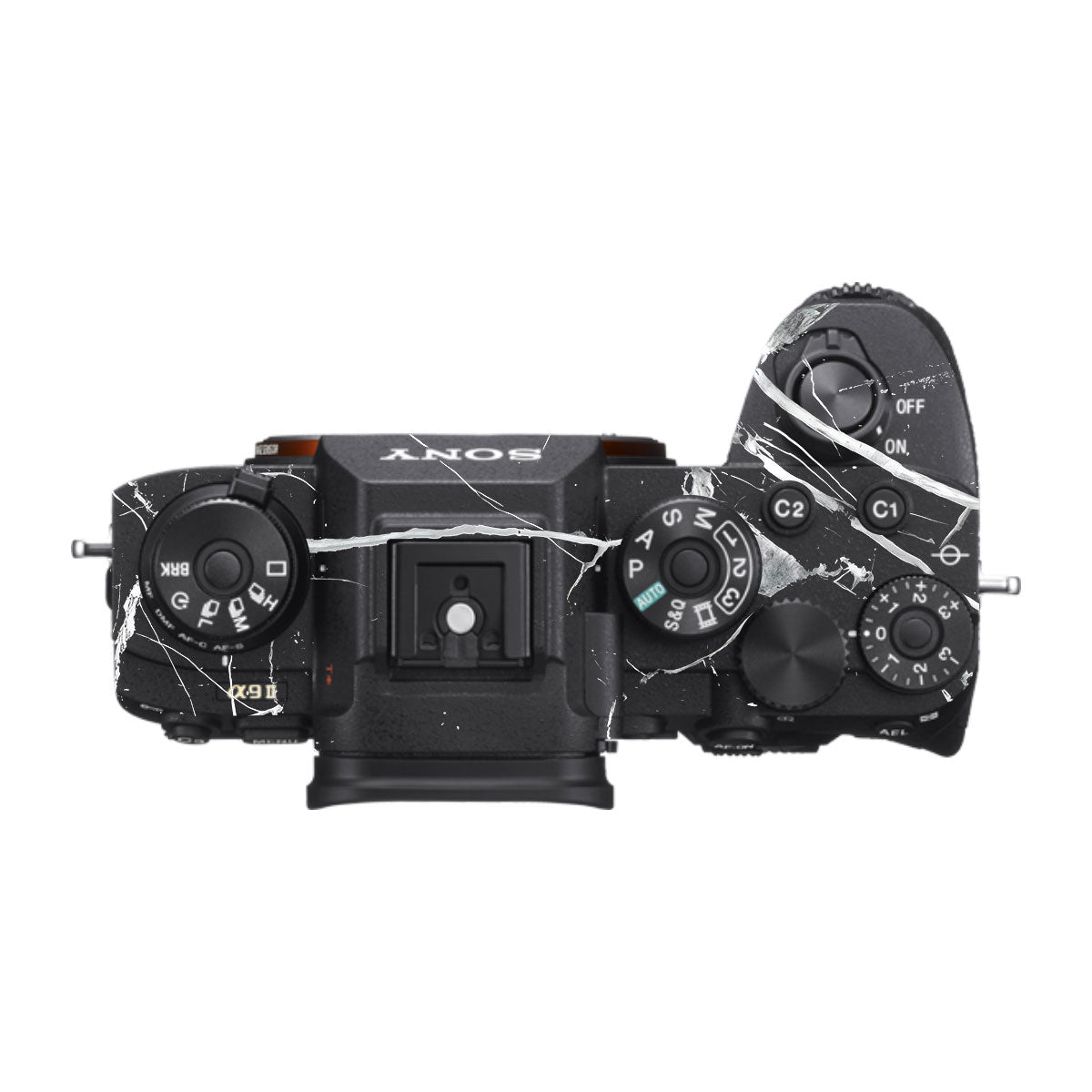 White Veins on Black Sony A9 Camera Skins