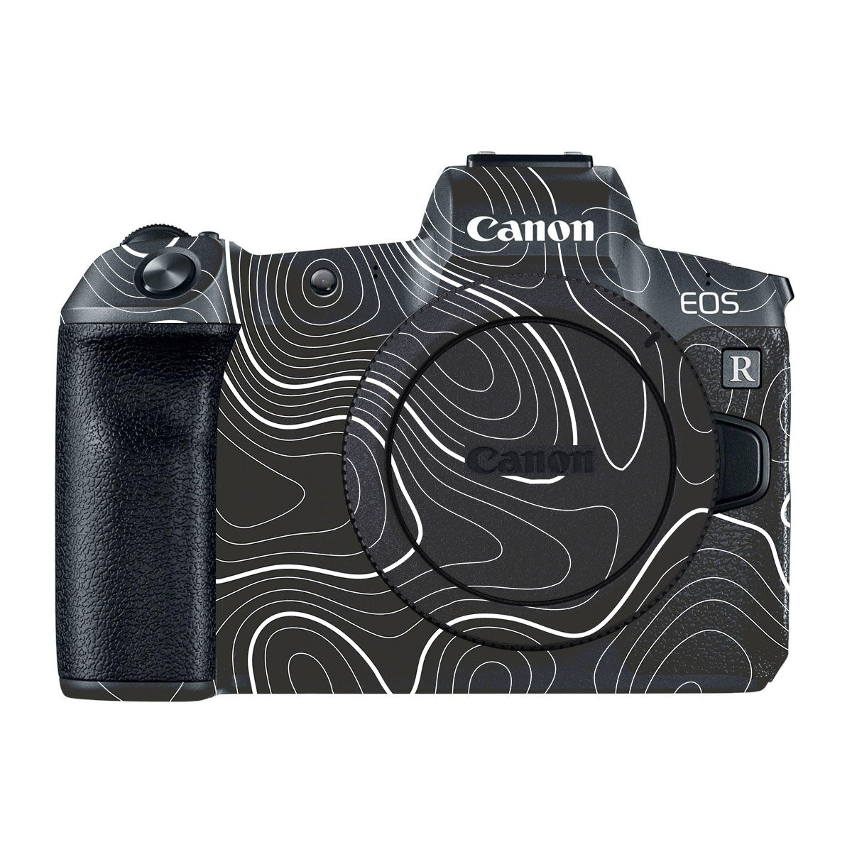 Grayscale Topographic Lines Canon EOS R Camera Skins