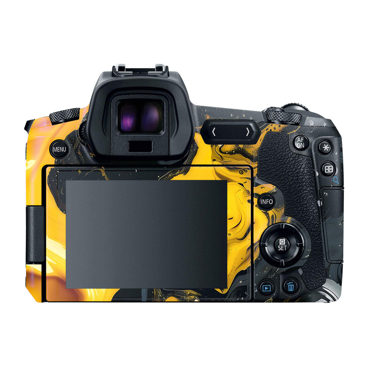 Yellow and Black Paint Swirls Canon EOS R Camera Skins